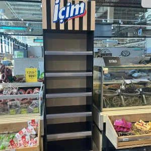 6 Raflı Ahşap Ürün Teşhir Standı - Süt için